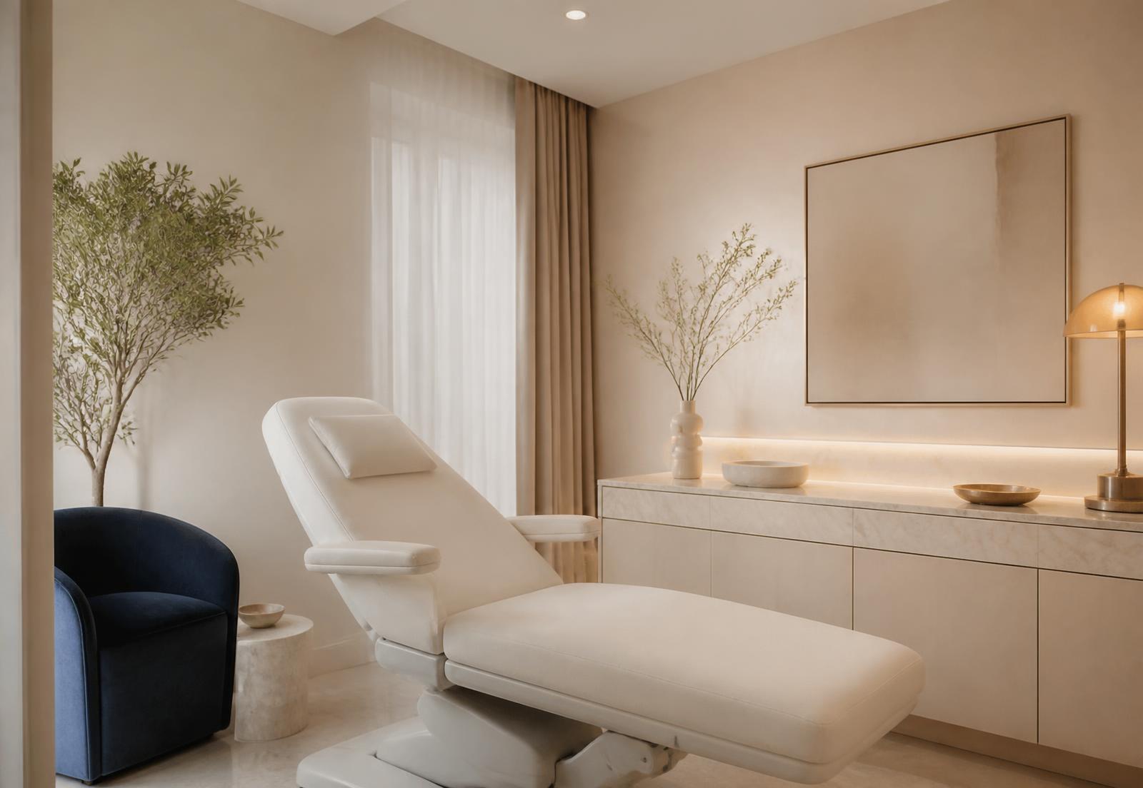 Sala de procedimentos da Santorini Estética Avançada